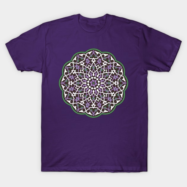 Circle Pattern Vector Art Green Violet White T-Shirt by taiche
